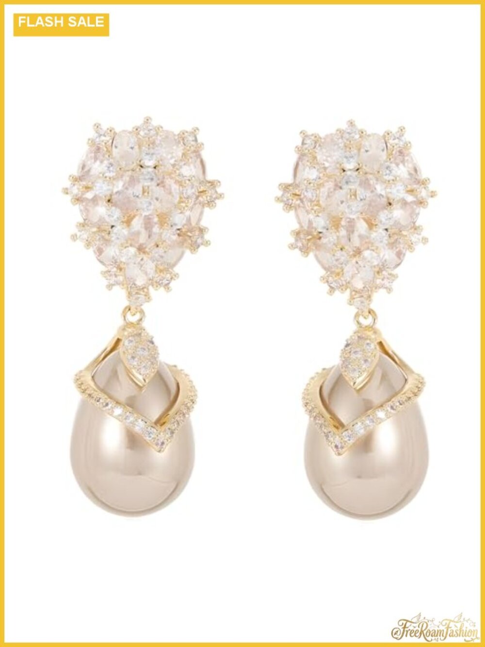 Pearl Drop Dangle Earrings Gold Plated 925 Sterling Silver Post for Wedding